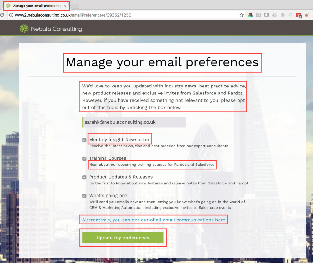 Translating your Email Preferences Page