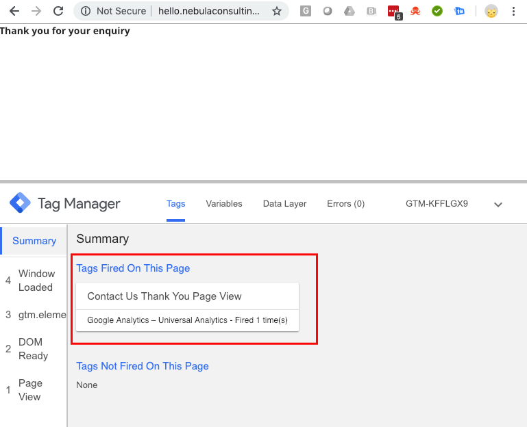 Google Tag Manager Debug Console