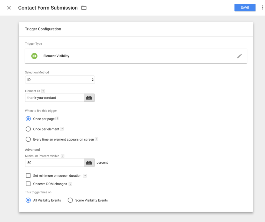 Setting up Google Tag Manager Trigger