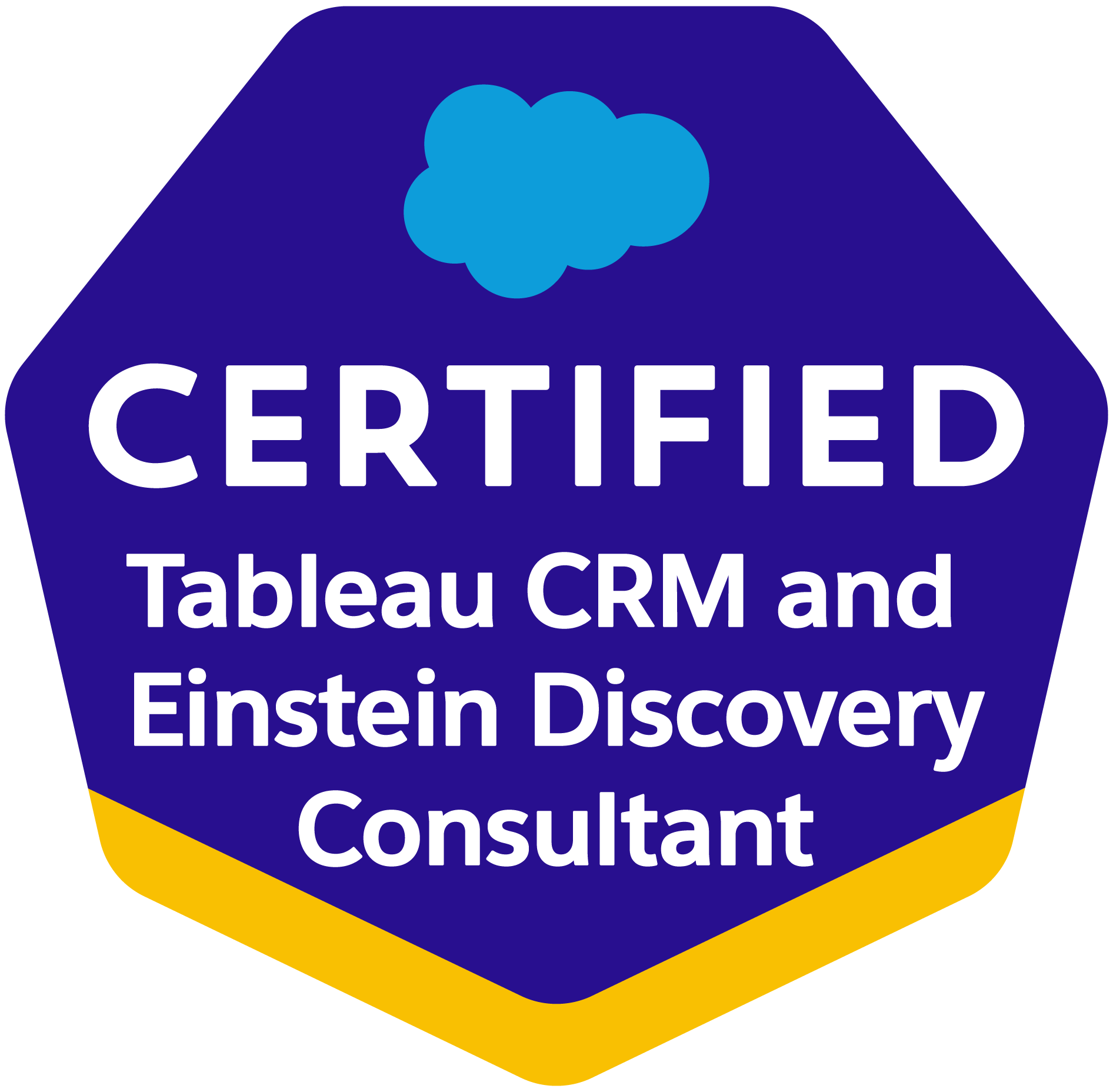 Certification Logo *Certified Tableau CRM and Einstein Discovery Consultant