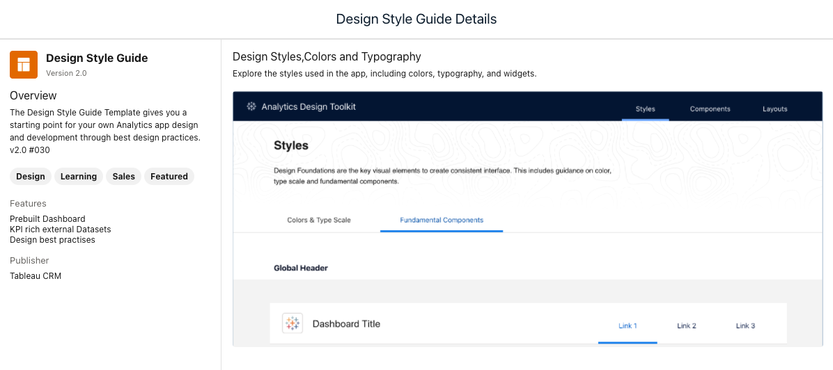 Tableau CRM Design Style Guide Details