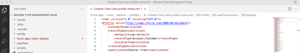 .profile-meta-xml file recordTypeVisibiliites