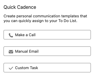 Quick Cadence Creation screen