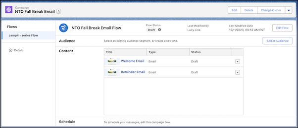 Screenshot showing the Campaign object in the Marketing Cloud Growth edition