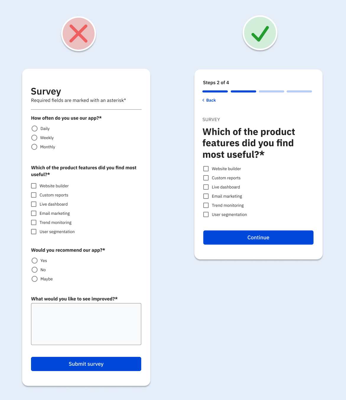 Example of a user friendly form and one that isn't 