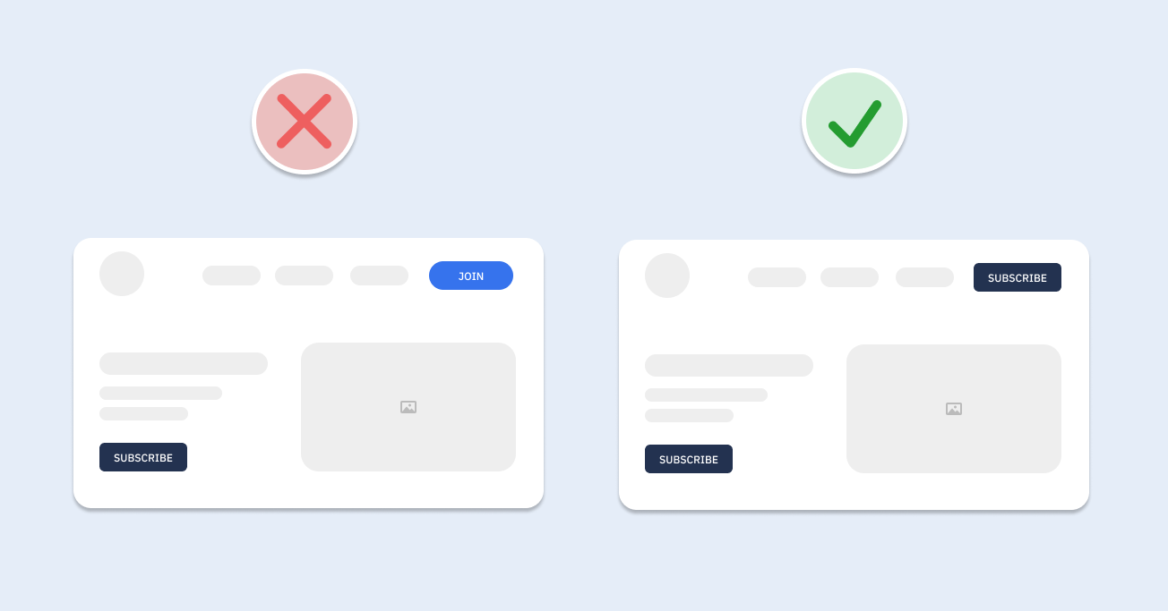 Mockup examples with consistent and not consistent design
