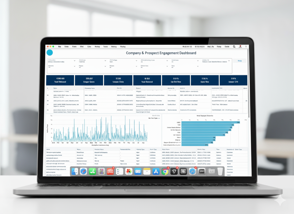 Example of a CRM Analytics dashboard for Company and Prospect Engagement