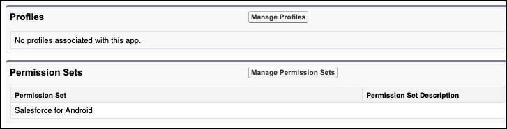 Screenshot of Permitted Profiles and Permission Sets on Connected App