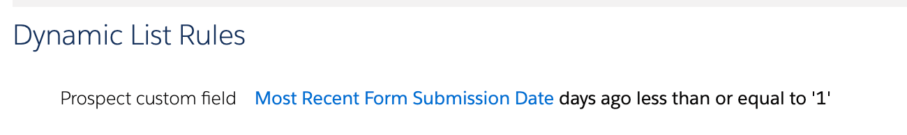 Criteria for dynamic list