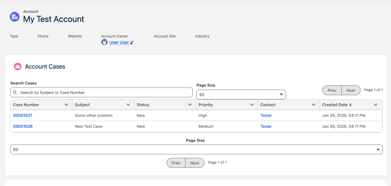 Example component for listing cases generated by Agentforce Vibes