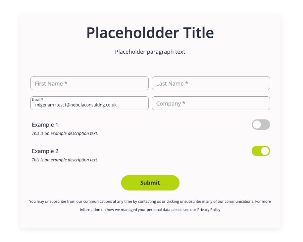 Form with toggle switches